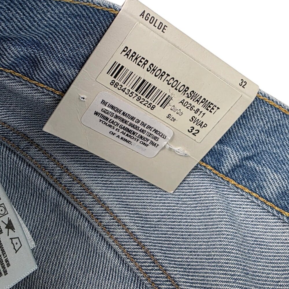AGOLDE Parker Shorts, Vintage Cut Off, Fray Hem, High Rise, Button Fly, Denim,32 - Picture 10 of 11